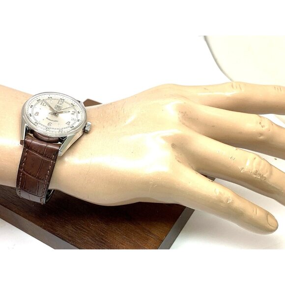 Tag Heuer Men's Watch WV2112 Carrera Re-Edition Swiss Automatic Silver Dial 35mm - Picture 4 of 14